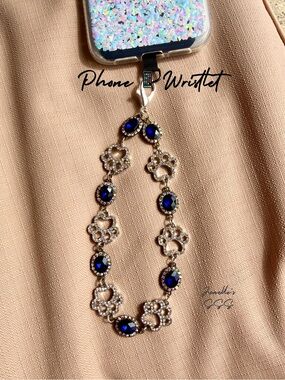 Blue Crystal Paw-Linked Phone Wristlet - Women Jewelry